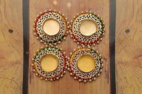 Pack of 10 Indian Decorative Tea Light Candle Holders Traditional Handmade Diya Lamp for Pooja, Diwali Decoration and Festival Gifts for Home in Saudi Arabia