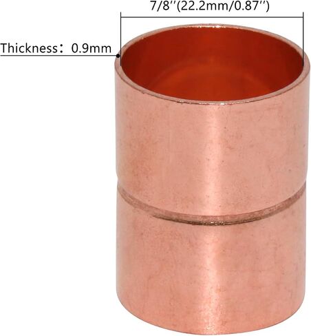 Straight Copper Fittings,7/8 Inch ID Welding Joint for HVAC Units, with Rolled Tube Stop Sweat Ends,Pack of 10 in Saudi Arabia