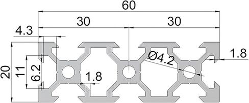 2060 Aluminum Extrusion 39.37 inch / 1000mm Length V Slot Black 2 Pack, Extruded Aluminum 20mm x 60mm 20 Series V Type Profiles Anodized European Standard Linear Rail Frame 2Pcs in Saudi Arabia
