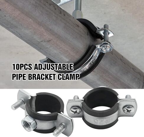 VIKKSAER 10Pcs Adjustable Pipe Bracket Clamp, Pipe Clamp Split Ring Hanger, Heavy Duty Pipe Bracket Clamp Wall Ceiling Mount Pipe Support with M8 Nuts (1inch / 25mm) in Saudi Arabia
