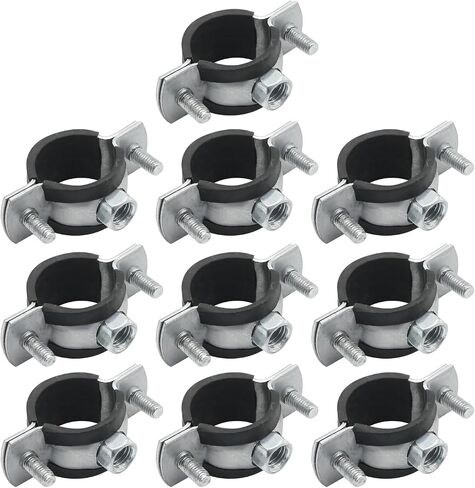 VIKKSAER 10Pcs Adjustable Pipe Bracket Clamp, Pipe Clamp Split Ring Hanger, Heavy Duty Pipe Bracket Clamp Wall Ceiling Mount Pipe Support with M8 Nuts (1inch / 25mm) in Saudi Arabia