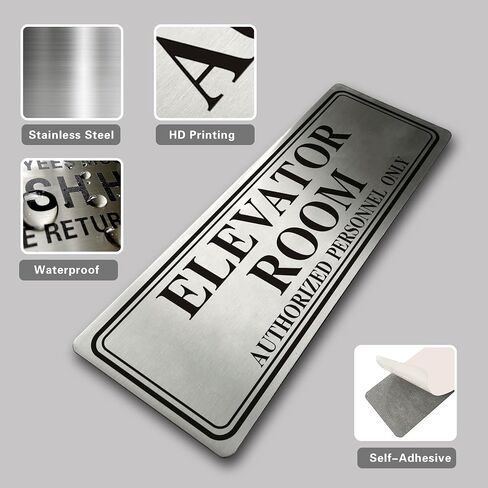 Metal Stainless Steel Authorized Personnel Only Sign，9x3in (Electrical Room) in Kuwait