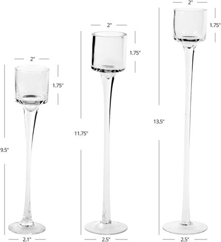 حامل شموع Tealight طويل الجذع من Koyal، مجموعة من 3 قطع، حامل شموع زجاجية بقاعدة للشاي، مفرش طاولة in Kuwait