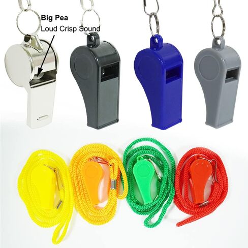 QTECLOR Emergency Whistles with Lanyard,Loud Crisp Sound Whistle,Plastic Whistle Bulk Ideal for Coaches, Referees, Officials,Teacher,Lifeguard,4 Pcs Colorful Sports Whistle in Saudi Arabia