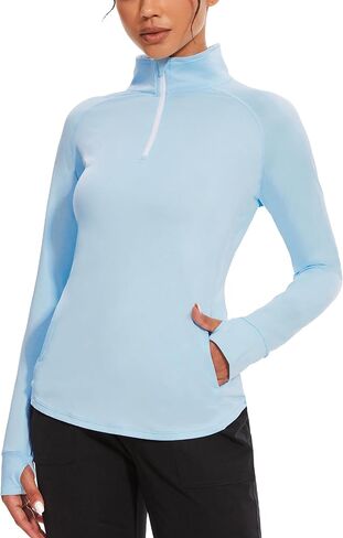 M MOTEEPI Long Sleeve Shirts for Women with Thumb Hole Quick-Dry Womens Golf Shirt Pullover UPF 50+ Ladies Sun Shirts in Kuwait