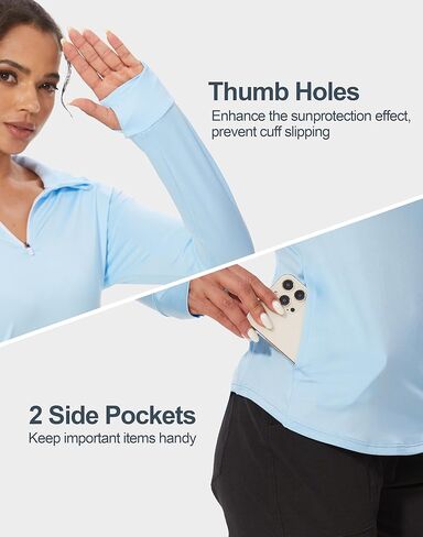 M MOTEEPI Long Sleeve Shirts for Women with Thumb Hole Quick-Dry Womens Golf Shirt Pullover UPF 50+ Ladies Sun Shirts in Kuwait