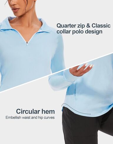 M MOTEEPI Long Sleeve Shirts for Women with Thumb Hole Quick-Dry Womens Golf Shirt Pullover UPF 50+ Ladies Sun Shirts in Kuwait