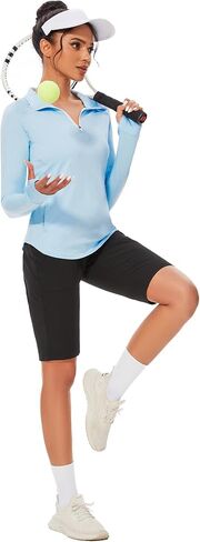 M MOTEEPI Long Sleeve Shirts for Women with Thumb Hole Quick-Dry Womens Golf Shirt Pullover UPF 50+ Ladies Sun Shirts in Kuwait