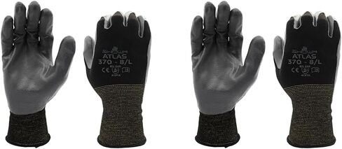 SHOWA Atlas 370B Nitrile Palm Coating Glove, Black, Medium (Pack of 12 Pairs) in Saudi Arabia