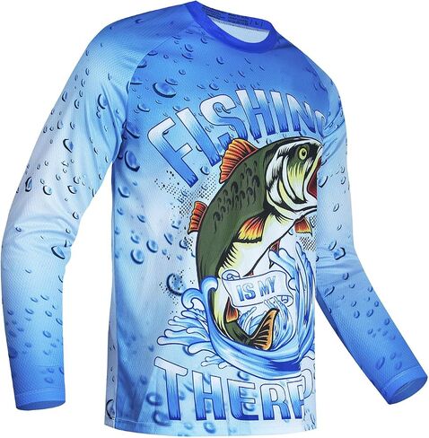 Fishing Shirts for Men,Long Sleeve Fish T-Shirt Sun Protection Outdoor Clothing Tee Funny Gift Breathable Tops S-3XL in Saudi Arabia