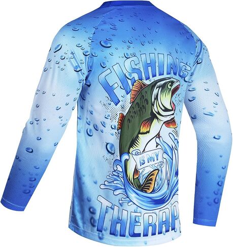 Fishing Shirts for Men,Long Sleeve Fish T-Shirt Sun Protection Outdoor Clothing Tee Funny Gift Breathable Tops S-3XL in Saudi Arabia