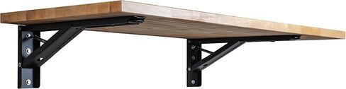 Latitude 59 Hardwood 4 ft. L x 20 in. D x 1.25 in. T Butcher Block Folding Countertop in Clear UV Finish Black Brackets in Saudi Arabia