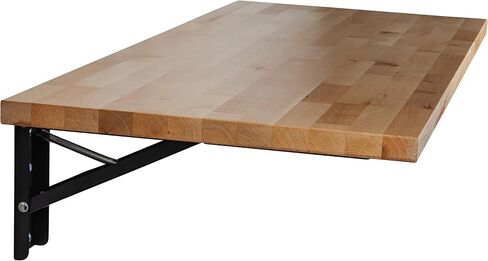 Latitude 59 Hardwood 4 ft. L x 20 in. D x 1.25 in. T Butcher Block Folding Countertop in Clear UV Finish Black Brackets in Saudi Arabia