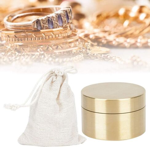 Alvinlite Portable Daily Pill Case, Brass Round Small Pill Box, Waterproof Metal Jewelry Pill Organizer Medicine Vitamin Holder Container with Lid for Outdoor Travel Working(M) in Kuwait