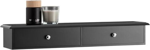 Haotian Black Floating Shelves with 2 Drawers, Wall Mounted Display Storage Unit, Picture Ledge Shelf Wall Shelf, Home and Office Decor FRG43-SCH in Kuwait