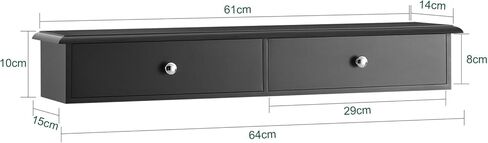 Haotian Black Floating Shelves with 2 Drawers, Wall Mounted Display Storage Unit, Picture Ledge Shelf Wall Shelf, Home and Office Decor FRG43-SCH in Kuwait