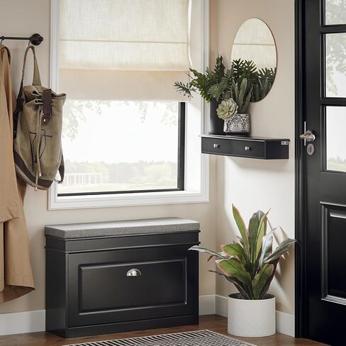 Haotian Black Floating Shelves with 2 Drawers, Wall Mounted Display Storage Unit, Picture Ledge Shelf Wall Shelf, Home and Office Decor FRG43-SCH in Kuwait