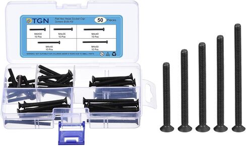 50Pcs M4 x 30mm /35mm /40mm /45mm /50mm Flat Head Hex Socket Cap Screws Bolts Kit, Carbon Steel Black Oxide, Full Thread, Countersunk Bolts in Saudi Arabia