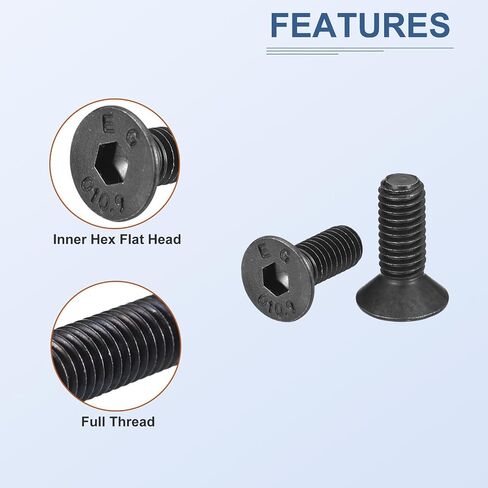 50Pcs M4 x 30mm /35mm /40mm /45mm /50mm Flat Head Hex Socket Cap Screws Bolts Kit, Carbon Steel Black Oxide, Full Thread, Countersunk Bolts in Saudi Arabia