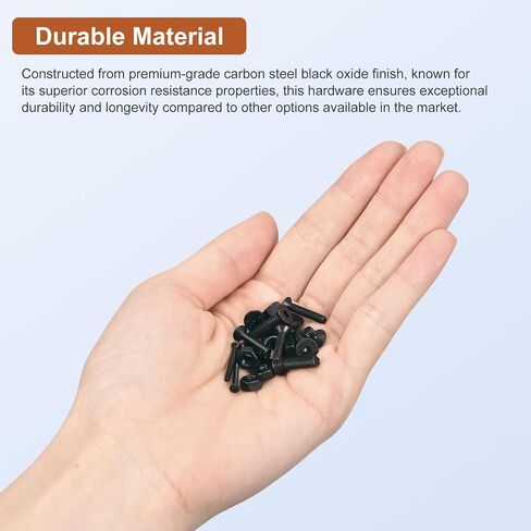 50Pcs M4 x 30mm /35mm /40mm /45mm /50mm Flat Head Hex Socket Cap Screws Bolts Kit, Carbon Steel Black Oxide, Full Thread, Countersunk Bolts in Saudi Arabia
