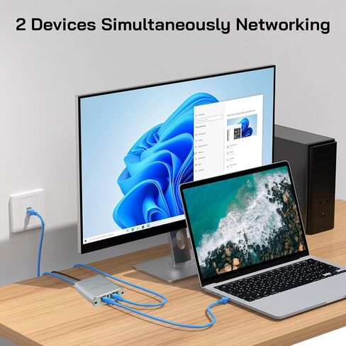 موزع إيثرنت 1 إلى 2 عالي السرعة 1000 ميجابت في الثانية، موزع FUNZING Gigabit RJ45 مع كابل طاقة USB، موزع شبكة LAN 1x2 لـ Cat5/5e/6/7/8، جهازين للشبكات في وقت واحد in Saudi Arabia