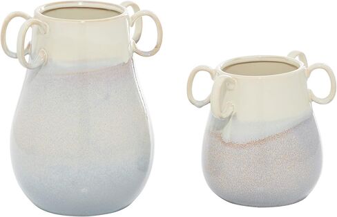 The Novogratz Ceramic Vase with Handles, Set of 2 12", 8"H, White in Saudi Arabia