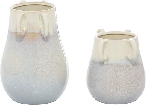 The Novogratz Ceramic Vase with Handles, Set of 2 12", 8"H, White in Saudi Arabia