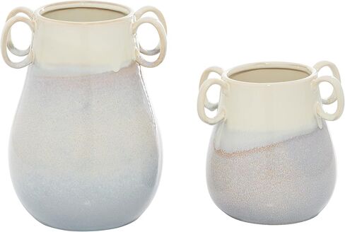 The Novogratz Ceramic Vase with Handles, Set of 2 12", 8"H, White in Saudi Arabia