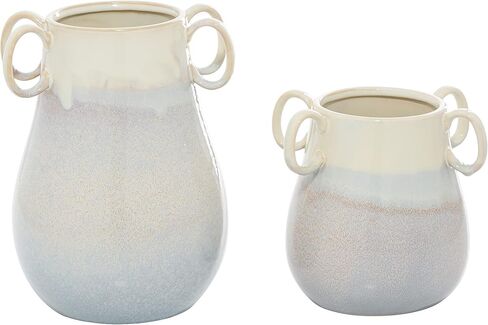 The Novogratz Ceramic Vase with Handles, Set of 2 12", 8"H, White in Saudi Arabia