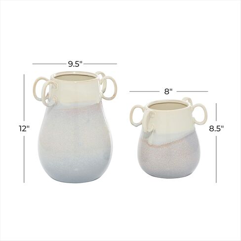 The Novogratz Ceramic Vase with Handles, Set of 2 12", 8"H, White in Saudi Arabia