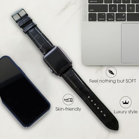 Handmade Alligator Leather Band Compatible with Apple Watch Ultra 49mm 45mm 44mm 42mm 41mm 40mm 38mm Crocodile Wristband Replacement Strap for Iwatch Series 8 7 6 5 4 3 2 1 SE Exotic Stingray Ostrich in Saudi Arabia