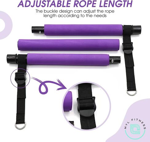 Multifunctional Pilates Bar Kit with Resistance Bands - 6 Resistance Bands (15, 20, 25 LB) Portable Gym Equipment - Home, Office & Travel Workout Equipment for Women and Men in Saudi Arabia