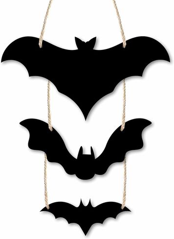 Ketsord 3 PCs Halloween Party Irregular Hanging Wooden Sign, Three Bats - Front Door Hanging Plaque With Sisal Rope, Farmhouse, Porch, Living Room Wall Decor, Halloween Decoration & Supplies- 06 in Saudi Arabia