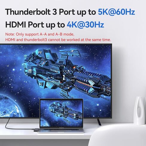 USB C Hub Adapter for MacBook Pro Air M1 M2 M3 2023 2022 2021 Type C MacBook Dongle 8-in-2 Multiport Hub with 5K Thunderbolt 3, 5Gbps USB-C 2*USB 3.0, 480Mbps USB 2.0, 3.5MM Audio, SD/TF Card Reader in Saudi Arabia