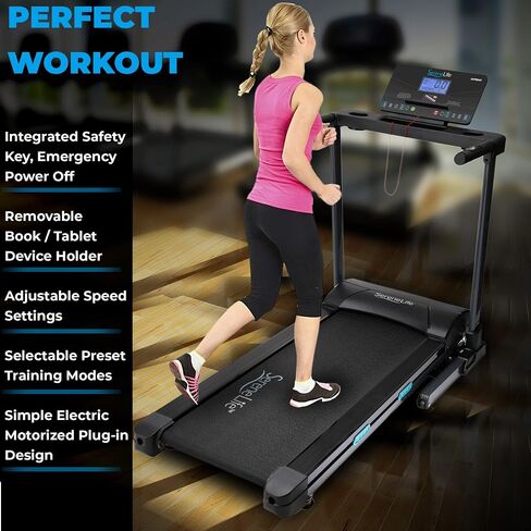 SereneLife Electric Folding Treadmill - Foldable Home Fitness Equipment for Walking & Running, 2.5 HP Indoor Home Cardio Machine with Downloadable App, Safety Key, 15 Incline Levels, 36 Training Modes in Saudi Arabia