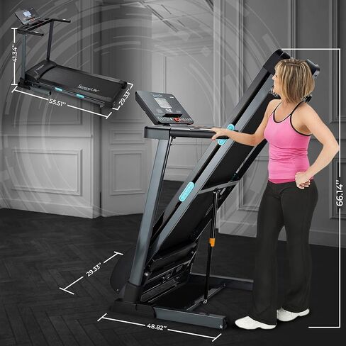 SereneLife Electric Folding Treadmill - Foldable Home Fitness Equipment for Walking & Running, 2.5 HP Indoor Home Cardio Machine with Downloadable App, Safety Key, 15 Incline Levels, 36 Training Modes in Saudi Arabia
