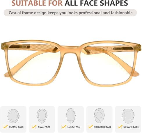 Eyekepper Reading Glasses Large Frame Square Readers Spring Hinges Men Women Champagne +3.00 in Saudi Arabia