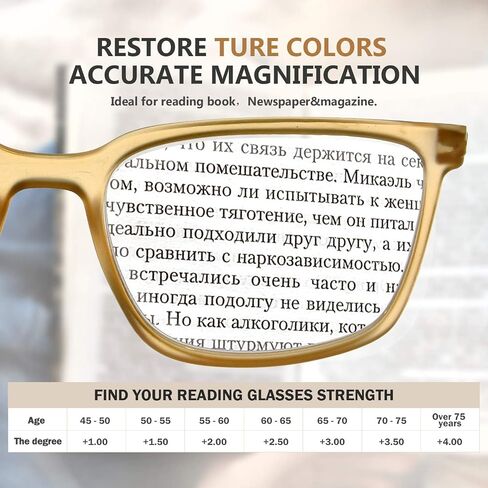 Eyekepper Reading Glasses Large Frame Square Readers Spring Hinges Men Women Champagne +3.00 in Saudi Arabia
