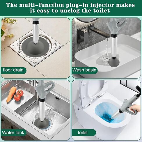 Toilet Plunger,Stainless High Pressure Air Drain Blaste r Kit for Toilet,Hair Drain Clog Remover Heavy Duty Plunger For Powerful Cleaning of Toilet, Drain, Bathroom, Floor in Saudi Arabia