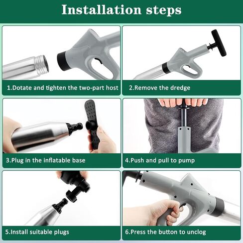 Toilet Plunger,Stainless High Pressure Air Drain Blaste r Kit for Toilet,Hair Drain Clog Remover Heavy Duty Plunger For Powerful Cleaning of Toilet, Drain, Bathroom, Floor in Saudi Arabia