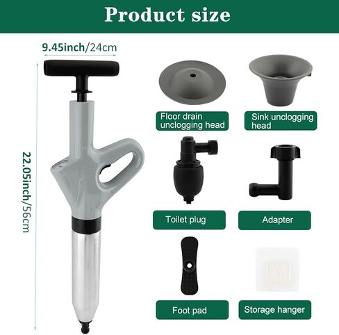 Toilet Plunger,Stainless High Pressure Air Drain Blaste r Kit for Toilet,Hair Drain Clog Remover Heavy Duty Plunger For Powerful Cleaning of Toilet, Drain, Bathroom, Floor in Saudi Arabia