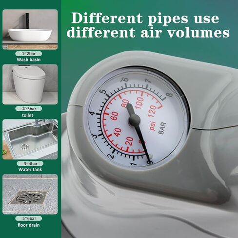 Toilet Plunger,Stainless High Pressure Air Drain Blaste r Kit for Toilet,Hair Drain Clog Remover Heavy Duty Plunger For Powerful Cleaning of Toilet, Drain, Bathroom, Floor in Saudi Arabia