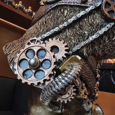 تمثال Mecha Cat تمثال Steampunk Cat تمثال نصفي فني على الطاولة تمثال مكتب غرفة الدراسة زخرفة زخرفية مجموعة منحوتات الحيوانات تمثال رجل كهف 13 بوصة ارتفاع in Kuwait