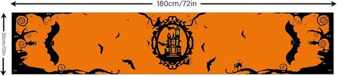 Halloween Table Runner Bat Castle Cat Tree Orange Table Runner Halloween Holiday Kitchen Dining Table Decorations Suitable for Home Indoor and Outdoor Party Decor 13*72 Inch (Oxford Cloth, 13*72) in Saudi Arabia