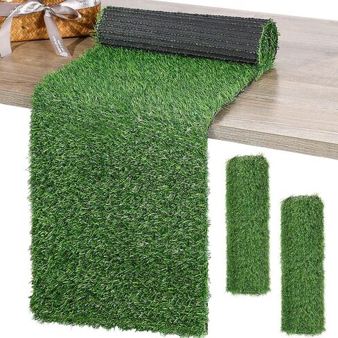Grass Table Runner Artificial Tabletop Decor Synthetic Turf Grass Placemats Grass Table Liner Green Rug Table Cloths for Parties Wedding Banquet Faux Moss Table Runner (2, 12 x 36 Inch) in Kuwait