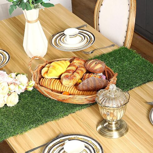 Grass Table Runner Artificial Tabletop Decor Synthetic Turf Grass Placemats Grass Table Liner Green Rug Table Cloths for Parties Wedding Banquet Faux Moss Table Runner (2, 12 x 36 Inch) in Kuwait