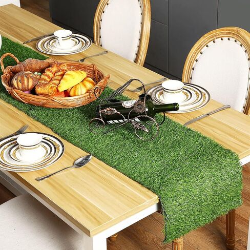 Grass Table Runner Artificial Tabletop Decor Synthetic Turf Grass Placemats Grass Table Liner Green Rug Table Cloths for Parties Wedding Banquet Faux Moss Table Runner (2, 12 x 36 Inch) in Kuwait