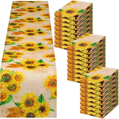 24 Pack Sunflower Table Runners Summer Table Runners Vintage Sunflower Table Decoration for Back to school Wedding Banquet Farmhouse Kitchen Table Decor in Kuwait