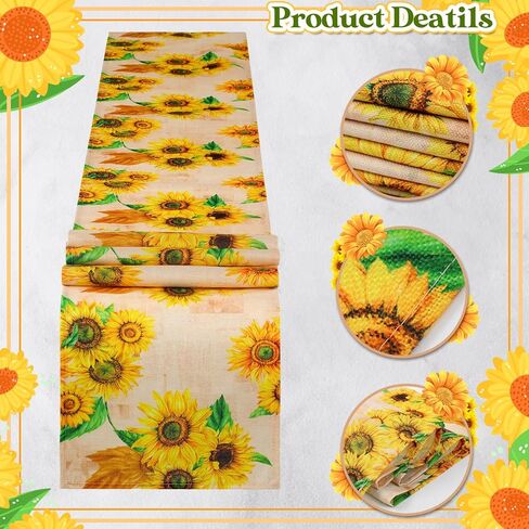24 Pack Sunflower Table Runners Summer Table Runners Vintage Sunflower Table Decoration for Back to school Wedding Banquet Farmhouse Kitchen Table Decor in Kuwait