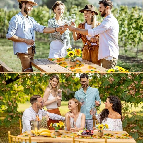 24 Pack Sunflower Table Runners Summer Table Runners Vintage Sunflower Table Decoration for Back to school Wedding Banquet Farmhouse Kitchen Table Decor in Kuwait